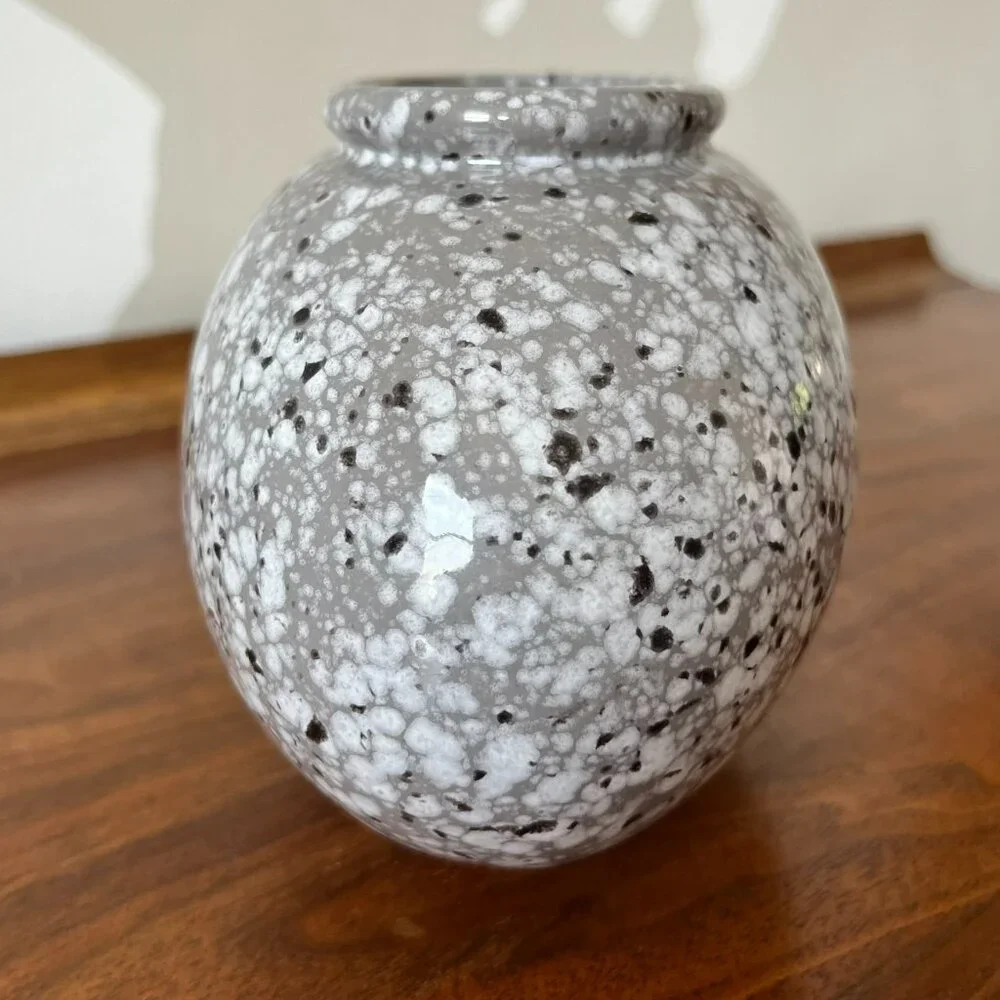 Vintage Scheurich Vase West Germany Oblong Gray Marble Speckled Pattern #504-12